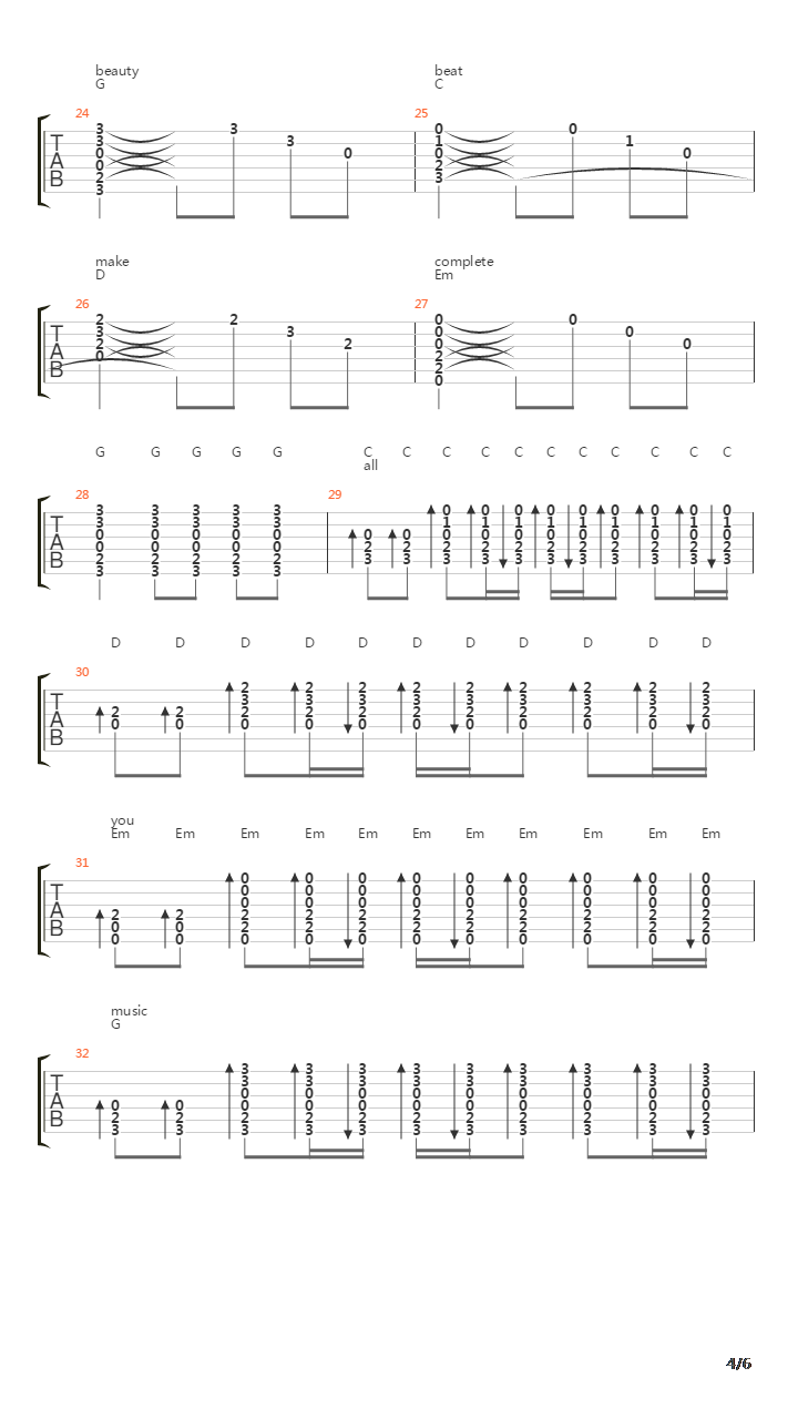 Beauty and a Beat吉他谱