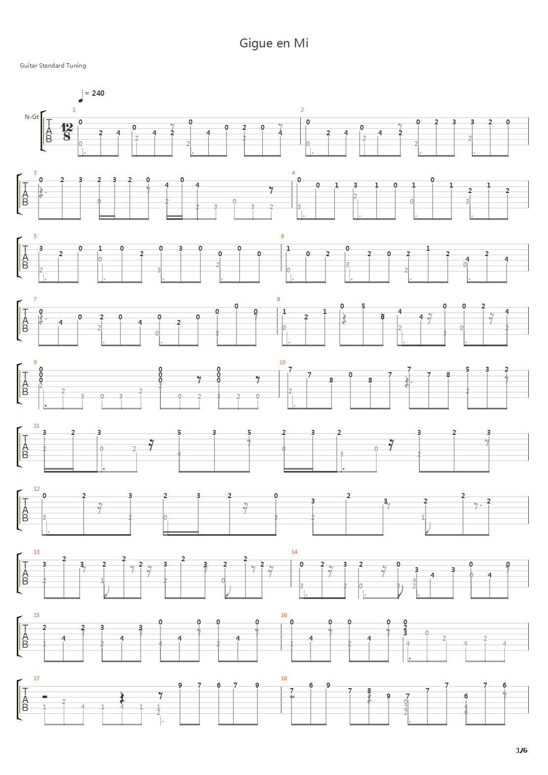 Gigue En Mi吉他谱