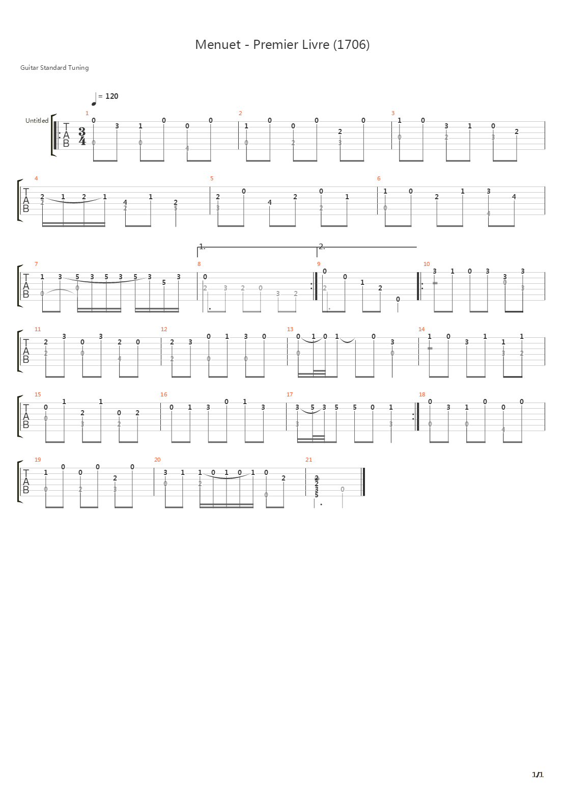 Menuet Premier Livre吉他谱