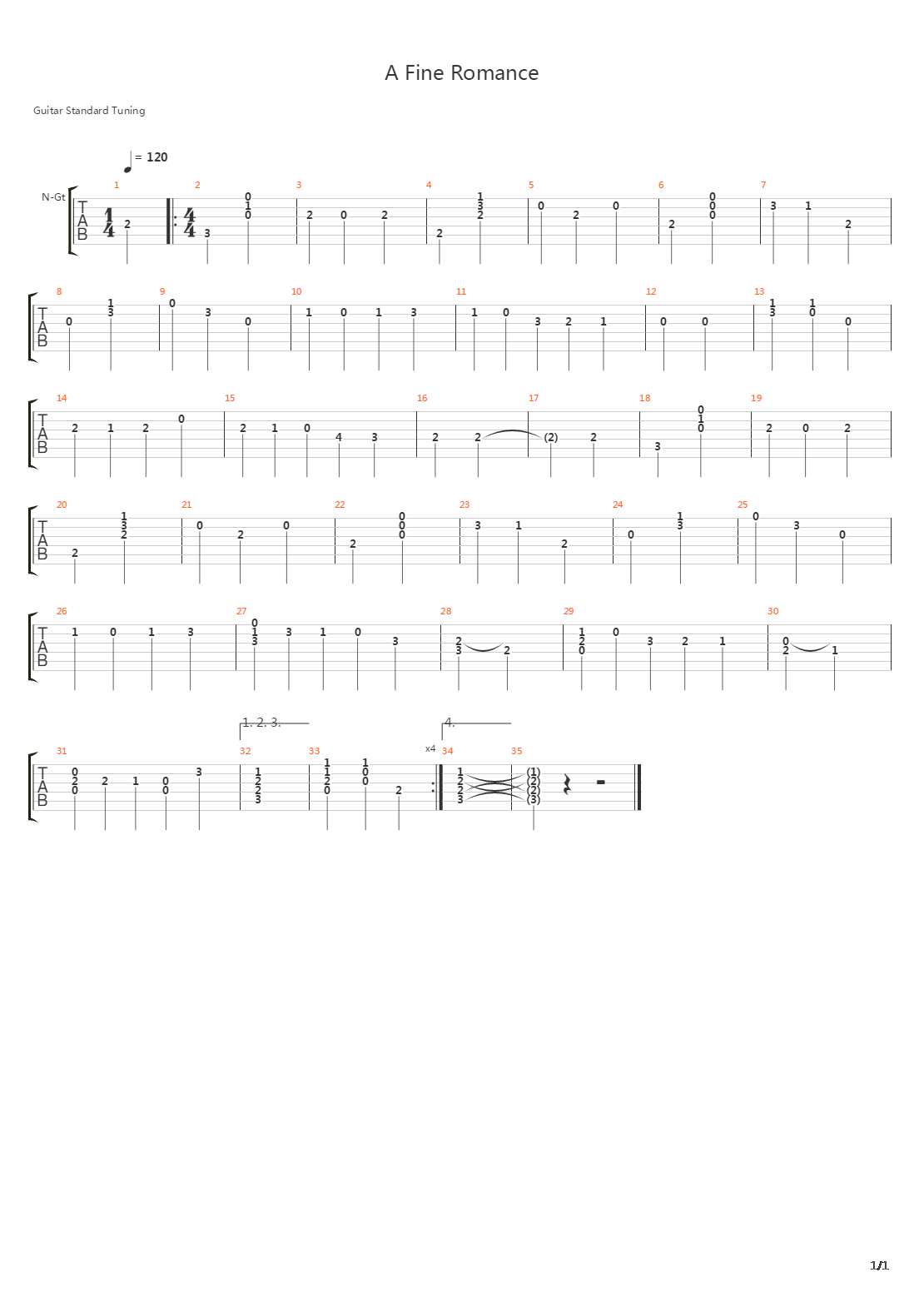 A Fine Romance吉他谱