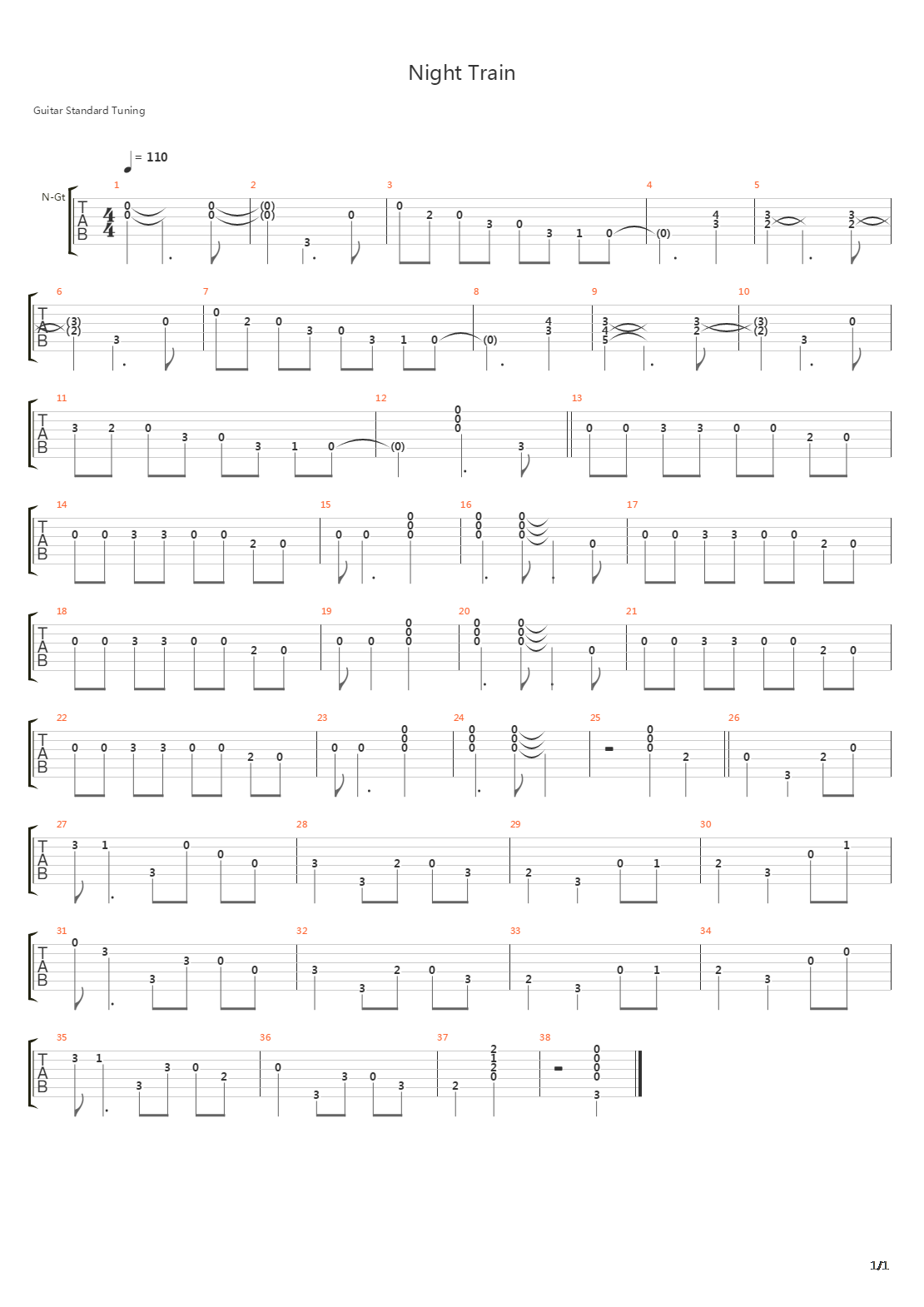 Night Train吉他谱