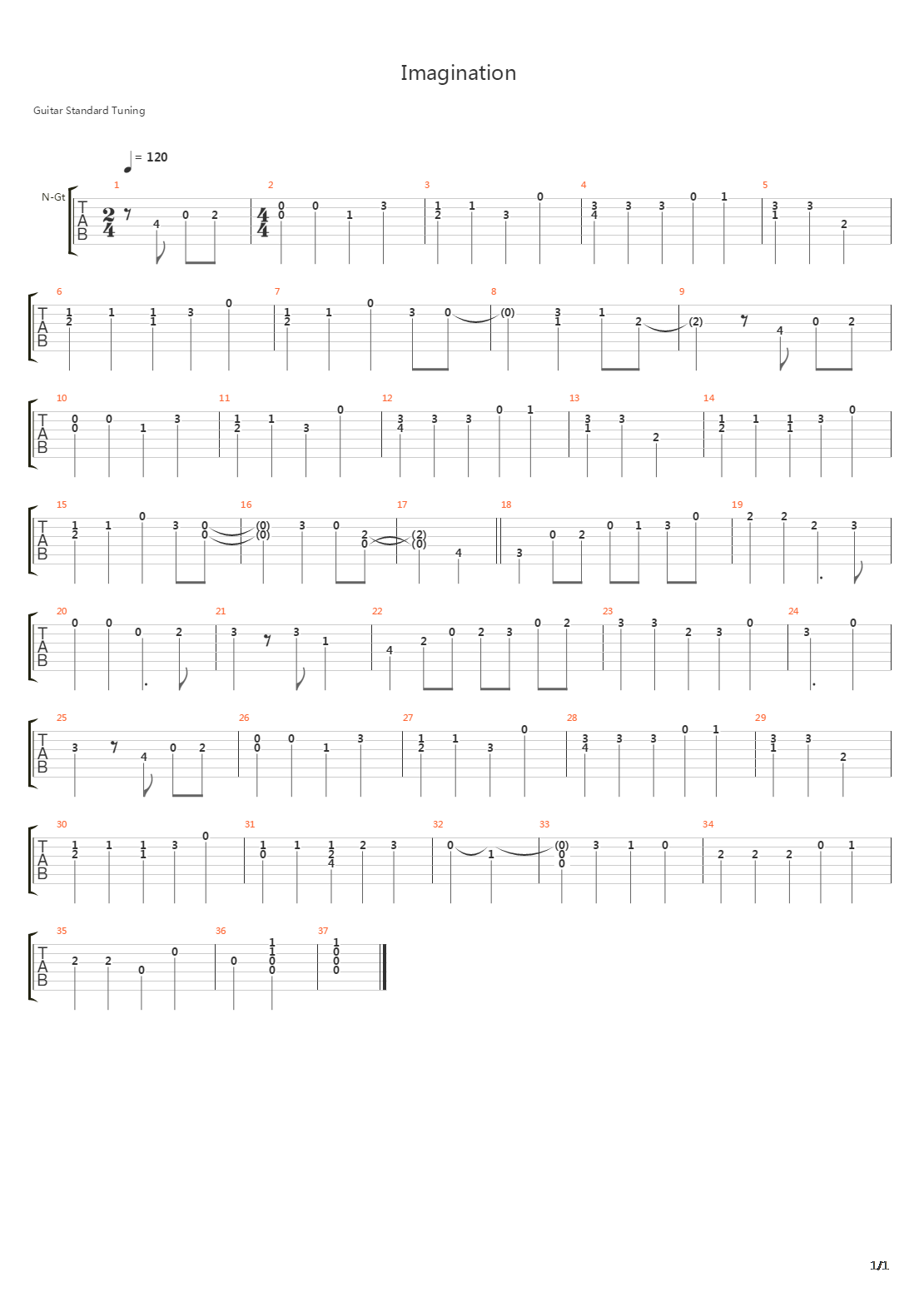 Imagination吉他谱