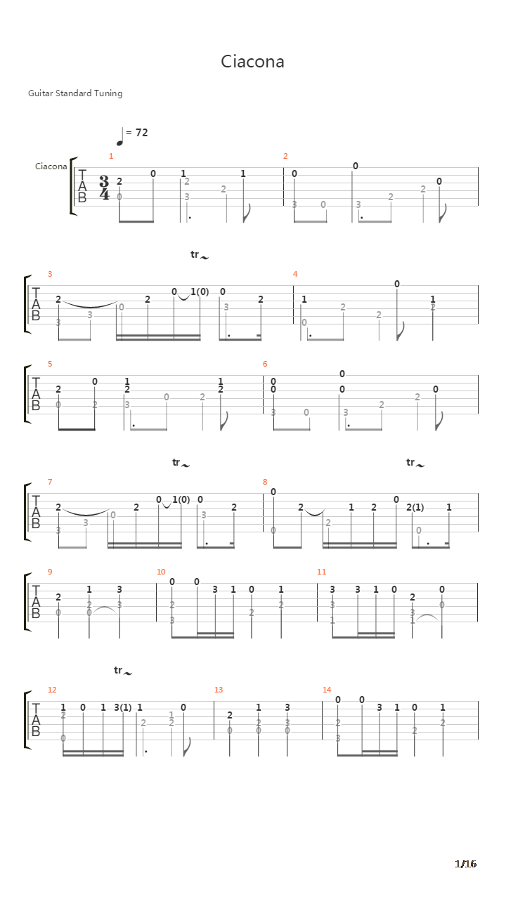 Ciaconna吉他谱