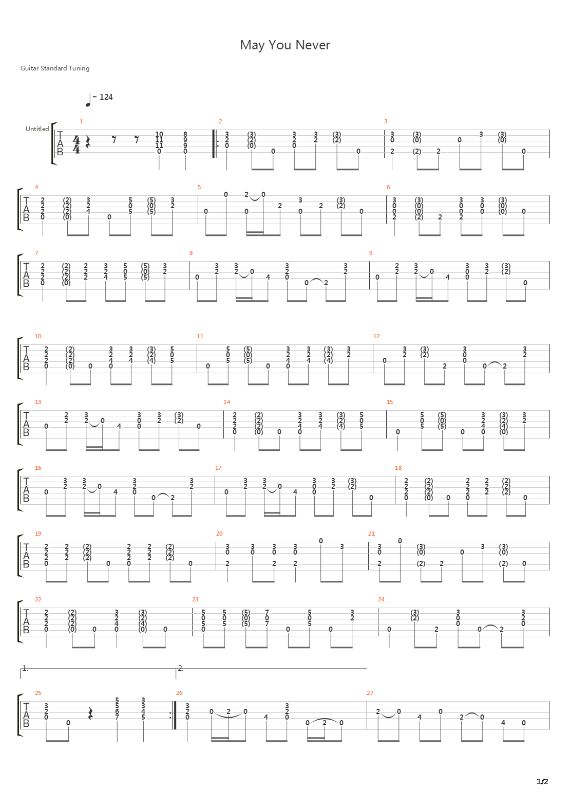 May You Never吉他谱