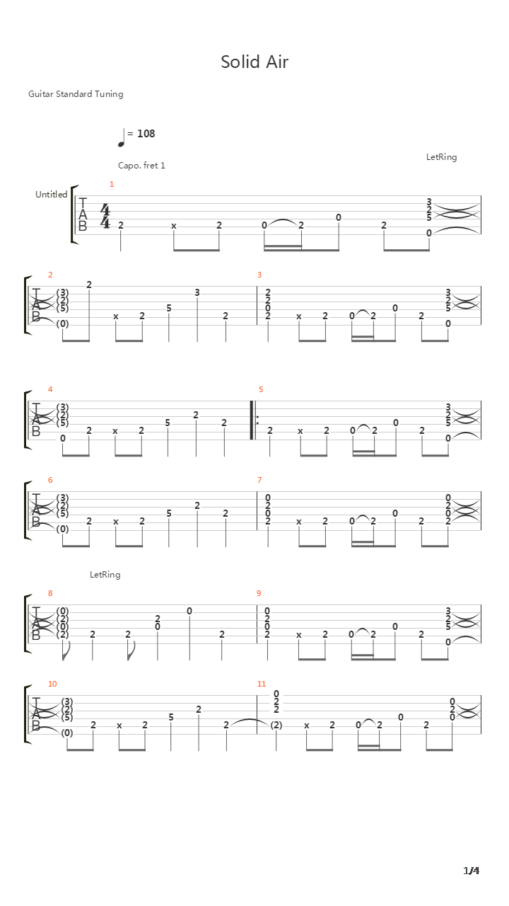 Solid Air吉他谱
