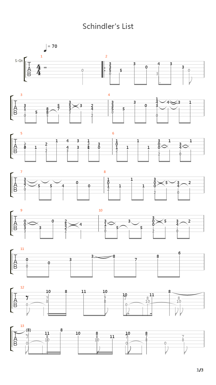 Schindler's List吉他谱