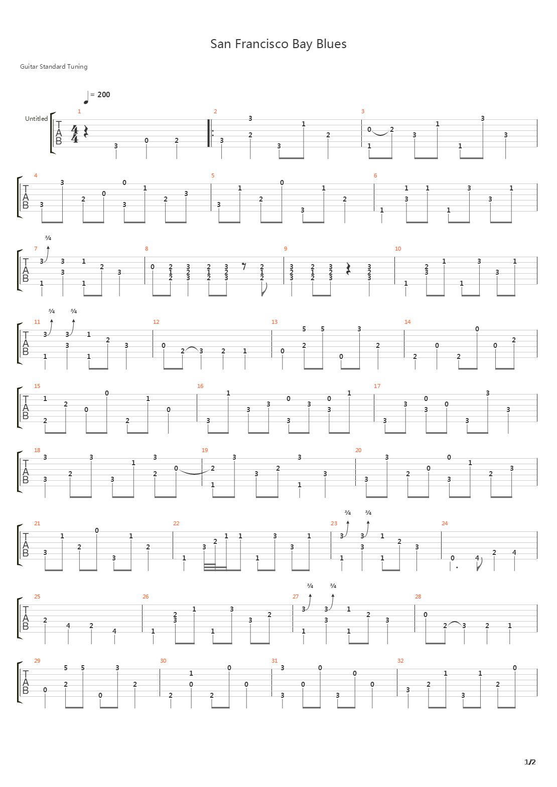 San Francisco Bay Blues吉他谱