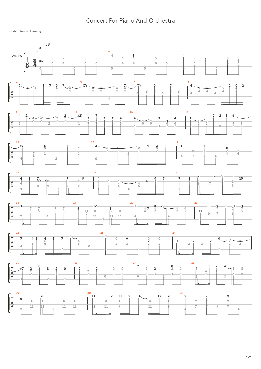 Concert For Piano And Orchestra Mov 2吉他谱