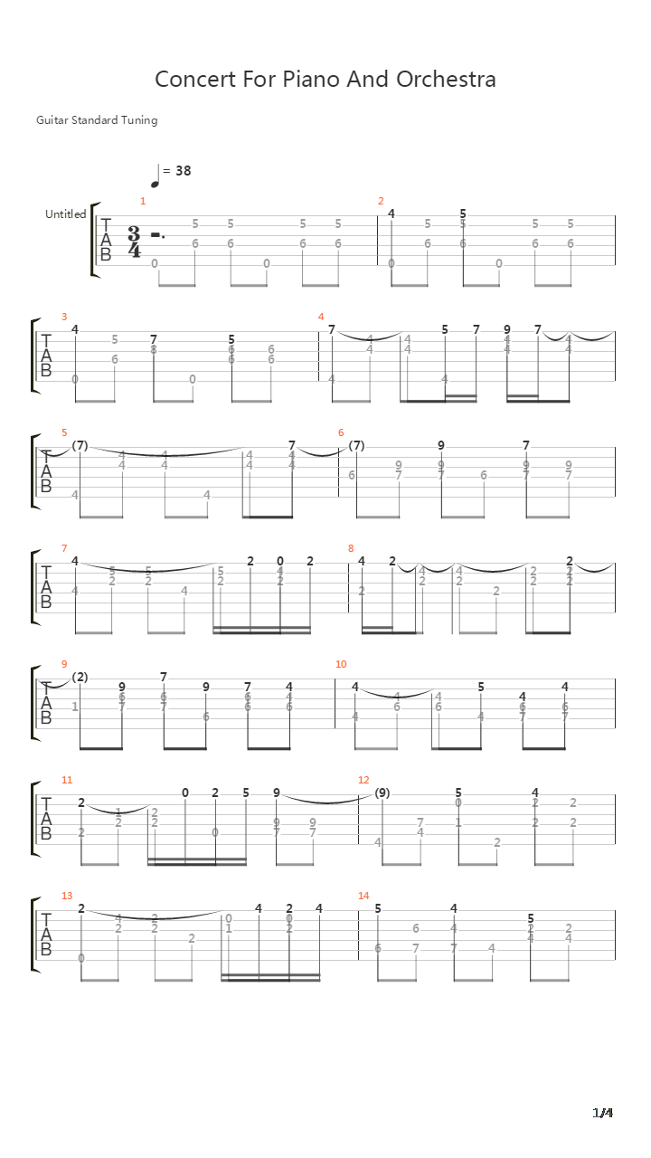 Concert For Piano And Orchestra Mov 2吉他谱