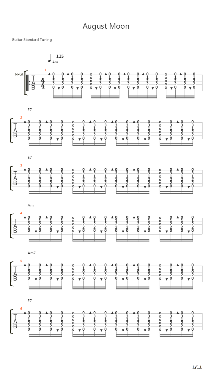 August Moon吉他谱