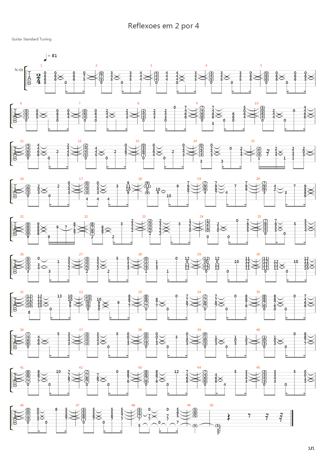 Reflexoes em 2 por 4吉他谱