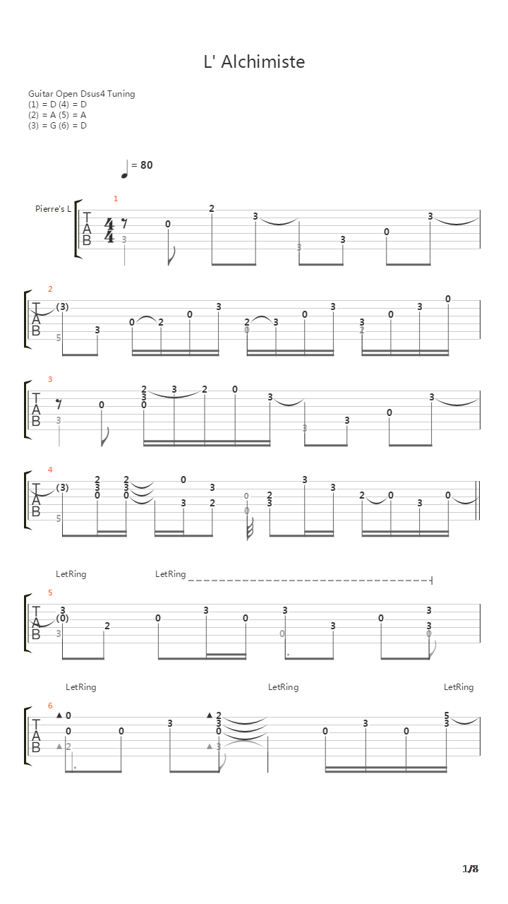 lalchimiste吉他谱
