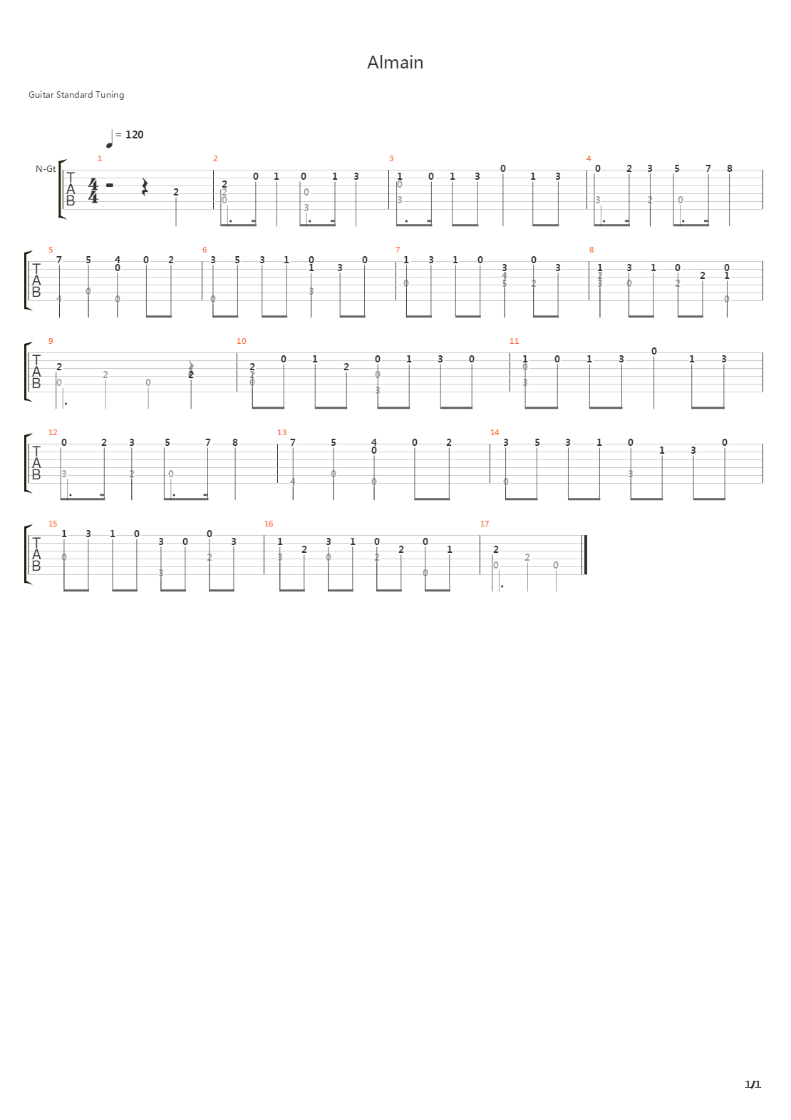 Almain吉他谱