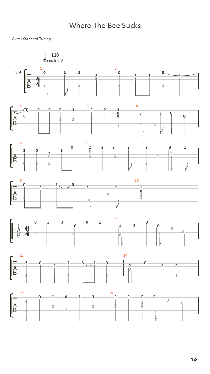Where The Bee Sucks吉他谱
