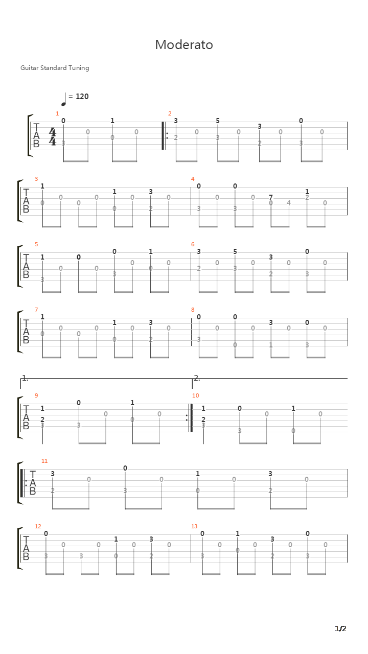 Moderato吉他谱