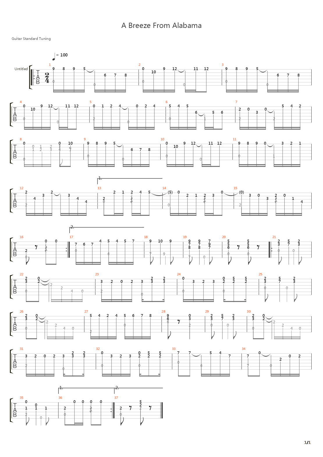 A Breeze From Alabama吉他谱