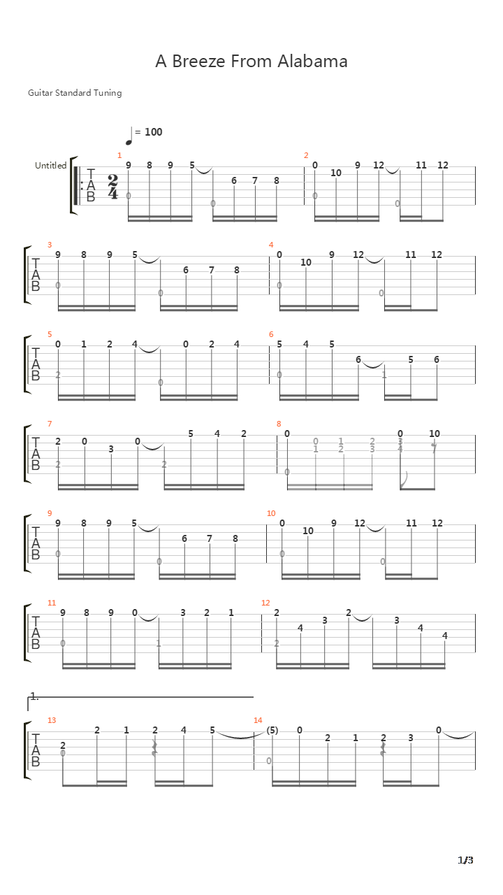 A Breeze From Alabama吉他谱