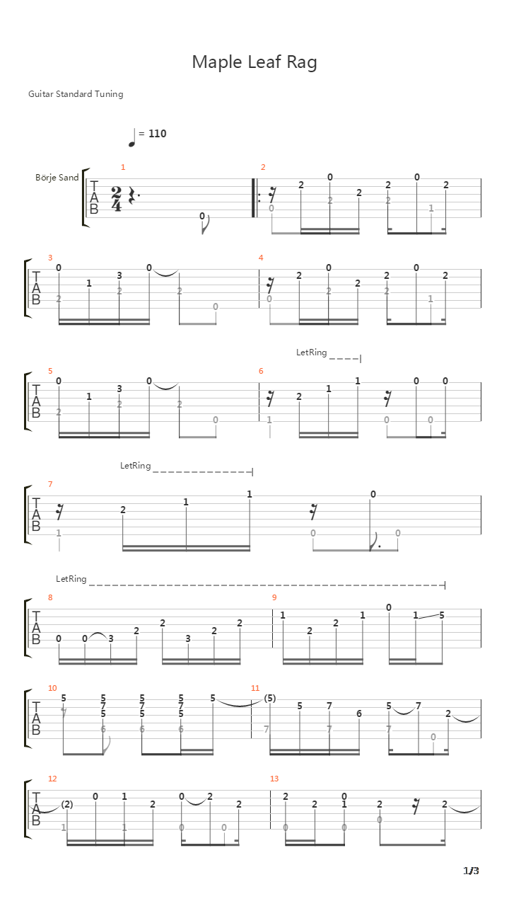 Maple Leaf Rag吉他谱