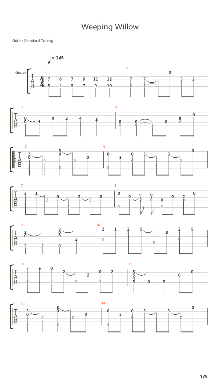 Weeping Willow吉他谱