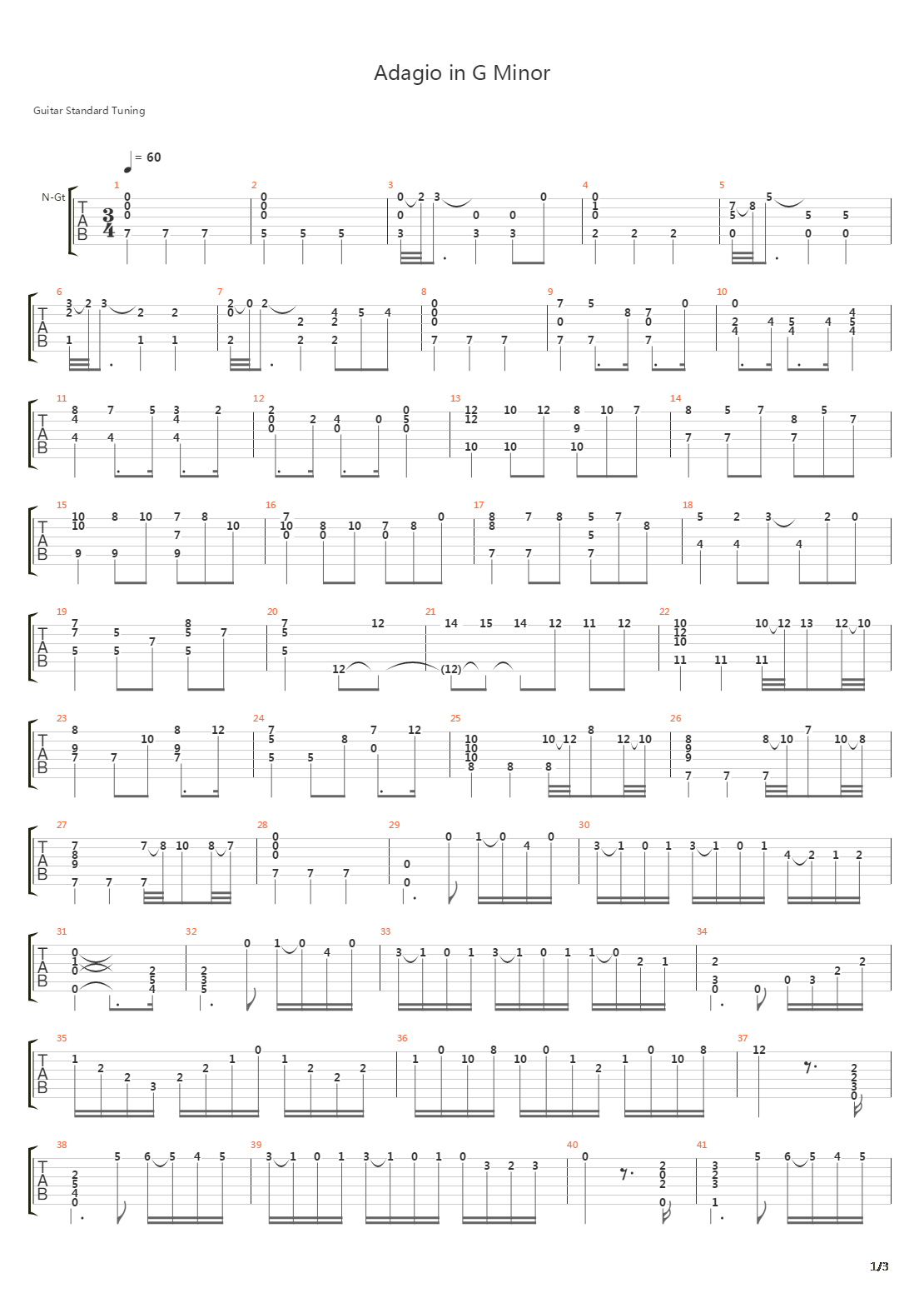 Adagio In G Minor吉他谱