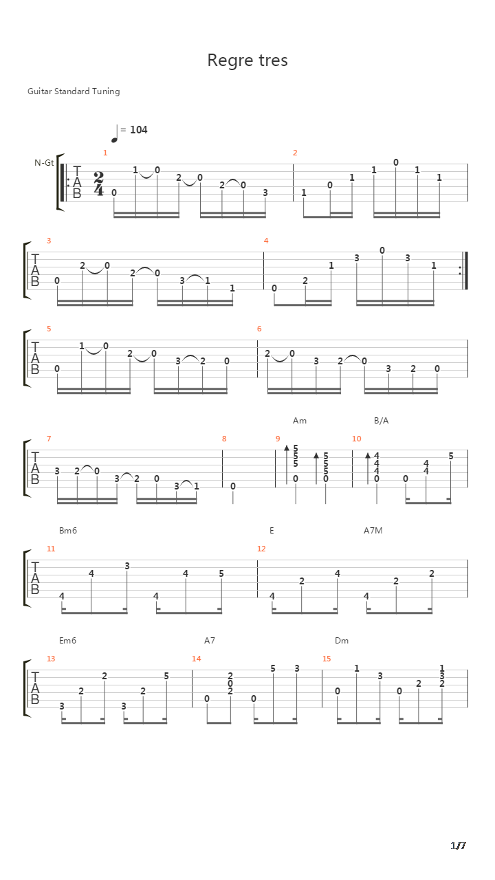 Regra Tres Law No 3吉他谱