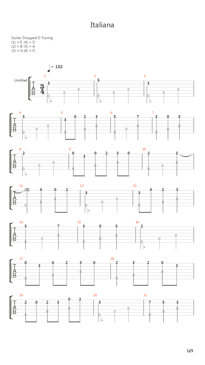 Italiana吉他谱