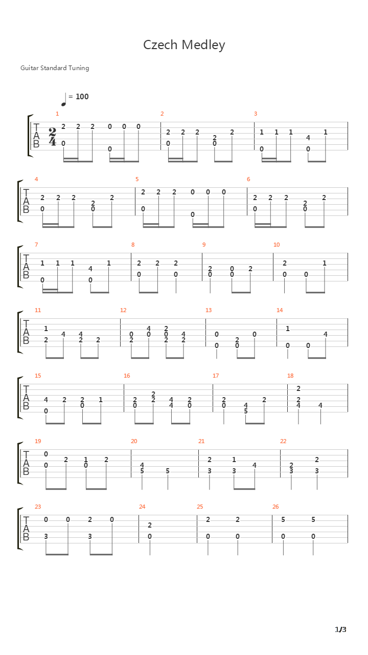 Czech Medley吉他谱