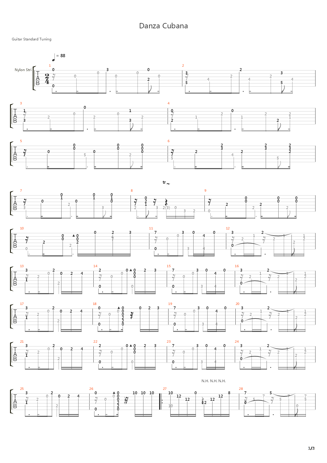 Danza Cubana吉他谱