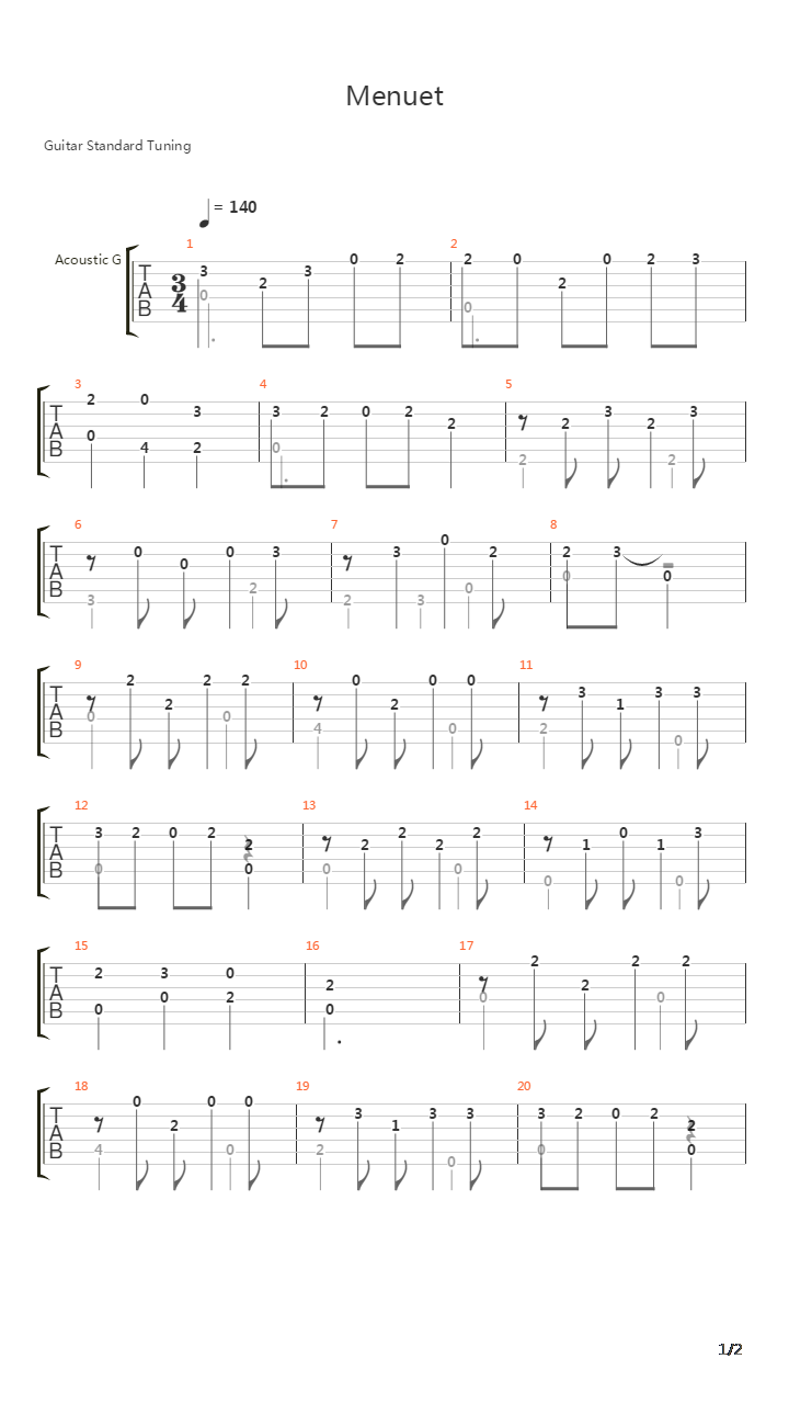 Menuet in D吉他谱