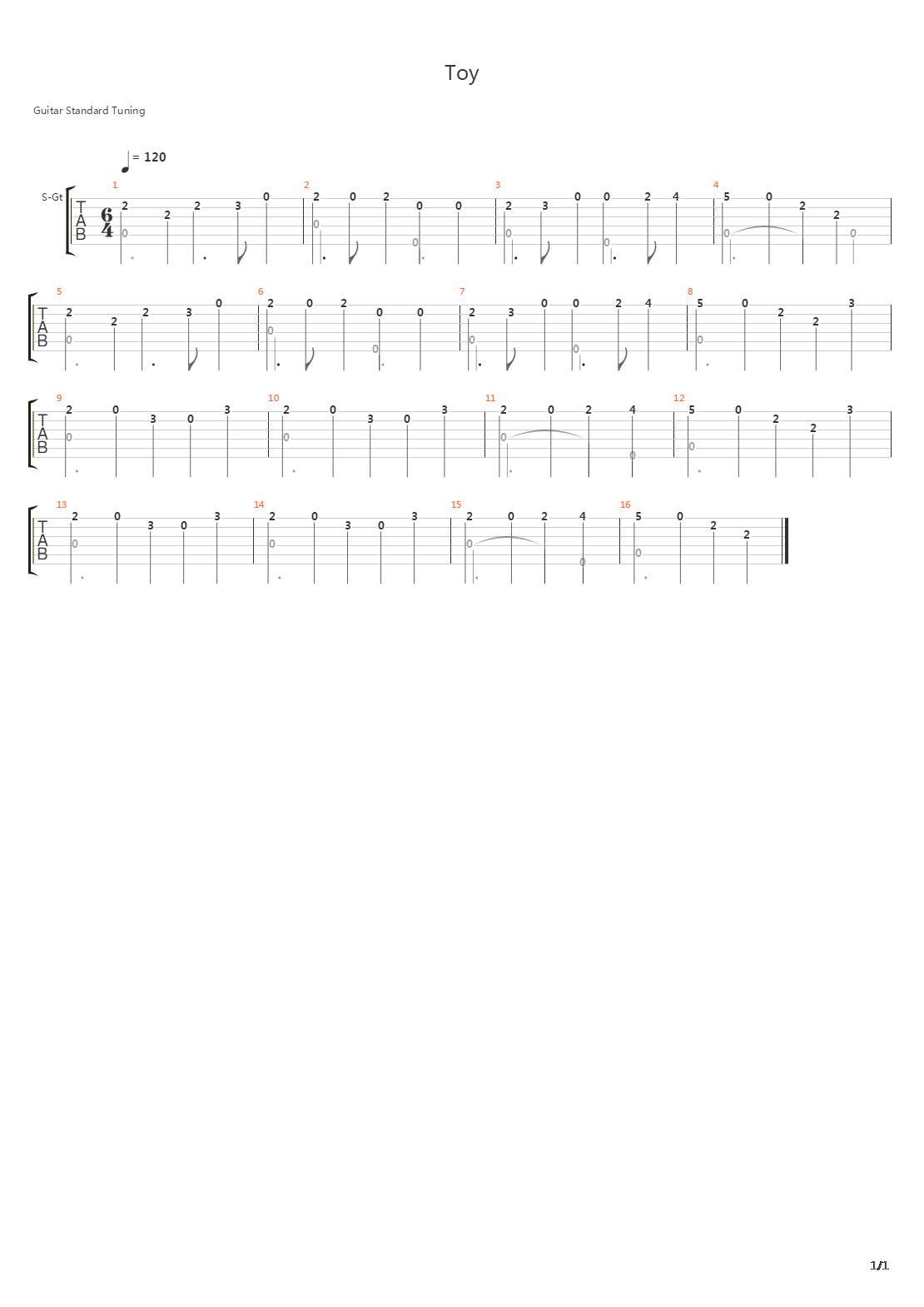 Toy吉他谱