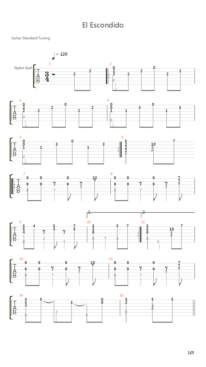 El Escondido吉他谱