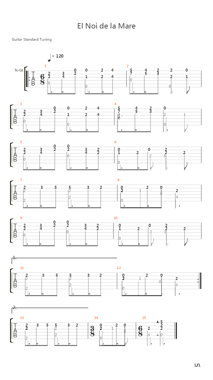 El Noi de la Mare吉他谱