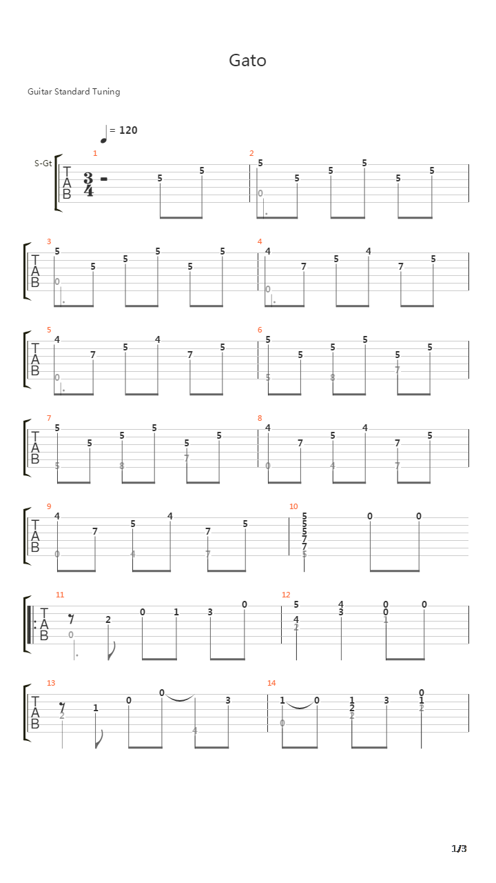 Gato吉他谱