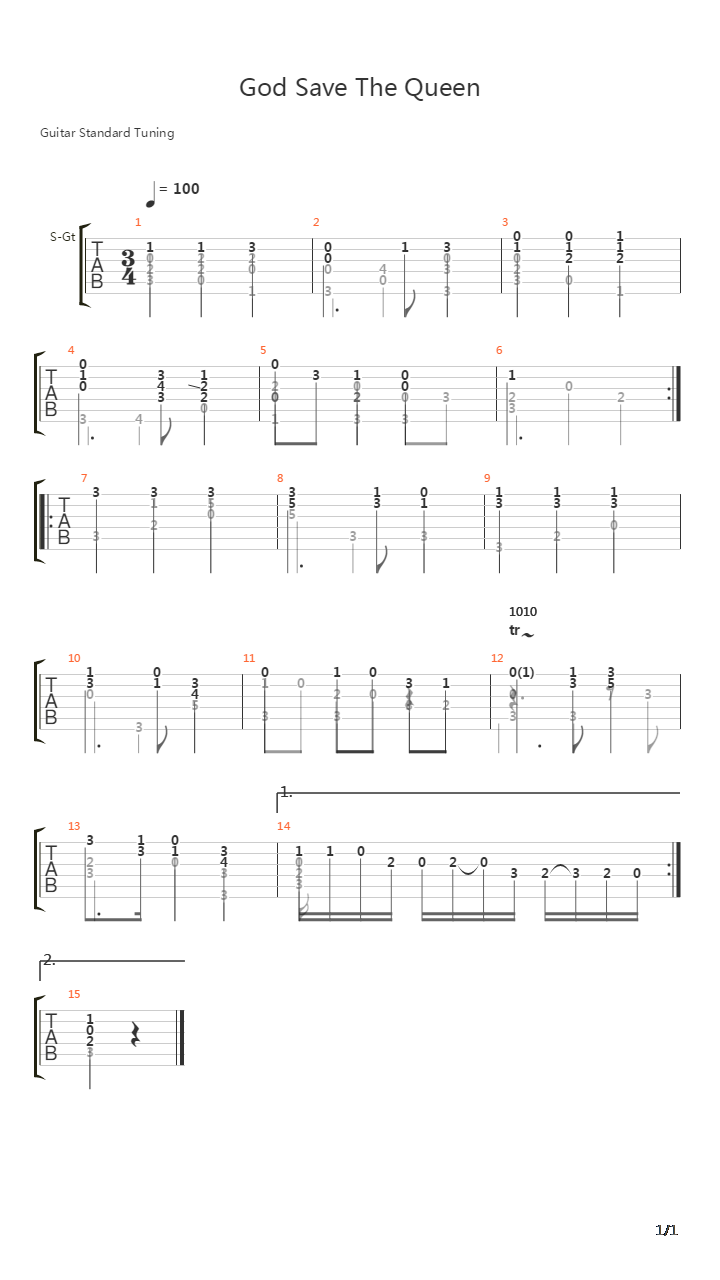 God Save The Queen吉他谱