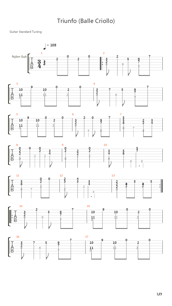 Triunfo (Balle Criollo)吉他谱