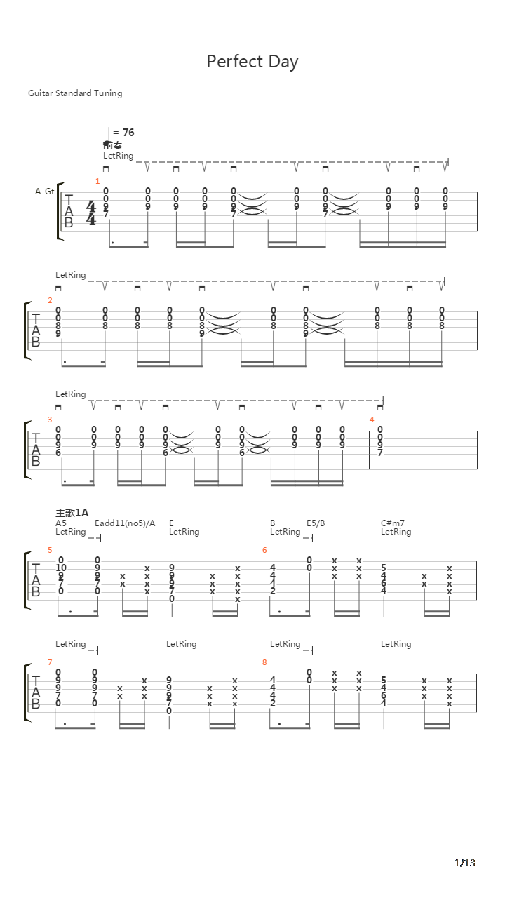 Perfect Day吉他谱