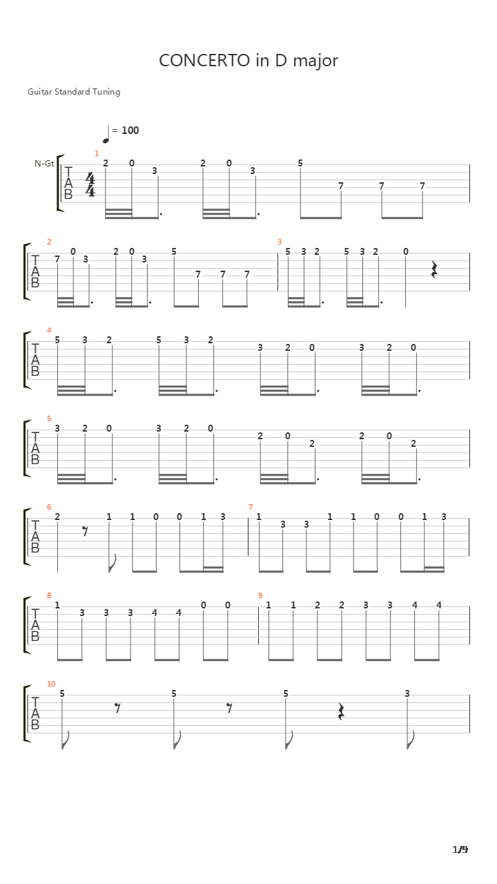 吉他协奏曲  维瓦尔第吉他谱