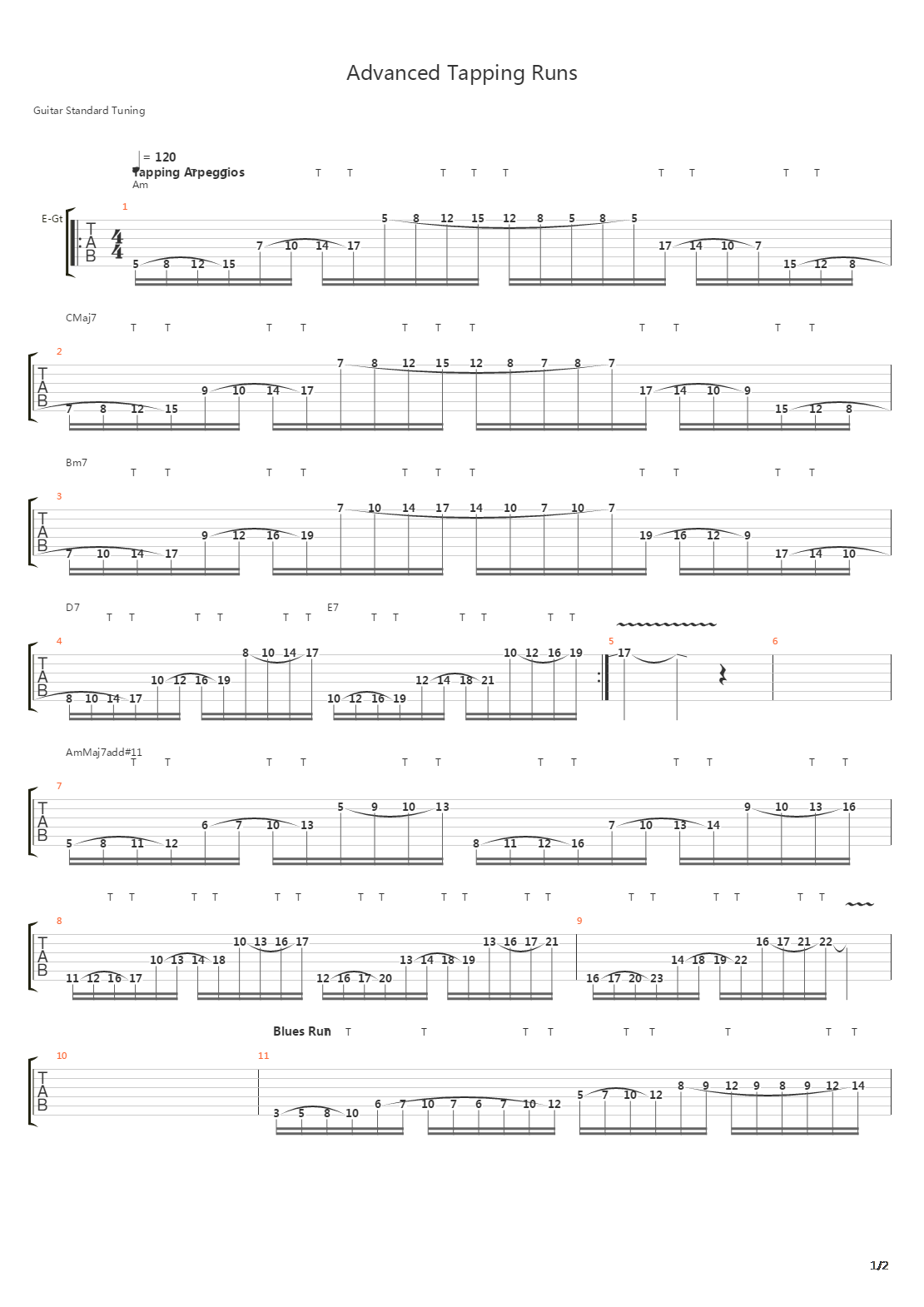 点弦练习 - Advanced Tapping Runs吉他谱