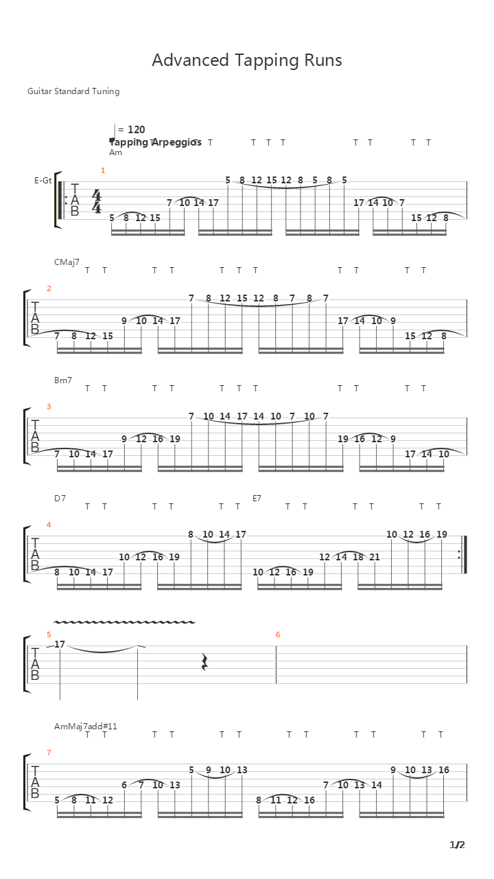 点弦练习 - Advanced Tapping Runs吉他谱