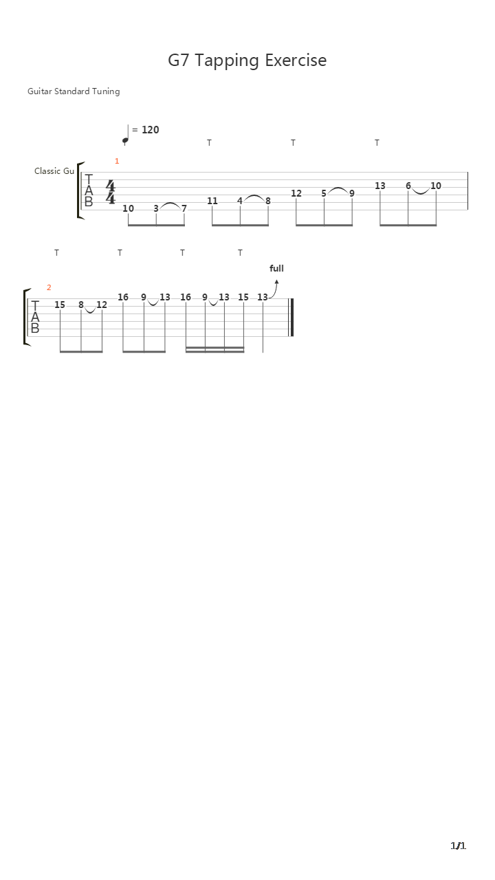 点弦练习 - G7 Tapping Exercise吉他谱