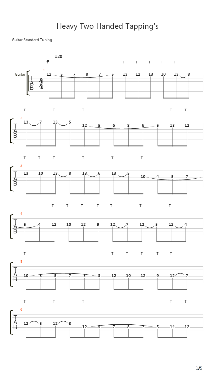 点弦练习 - Heavy Two Handed Tappings吉他谱