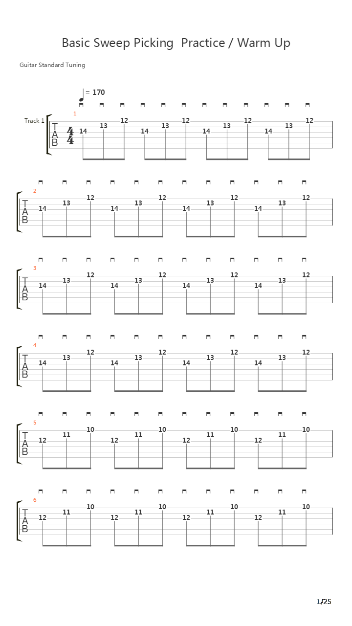 扫拨练习 - Basic Sweep Picking Exercises And Warm Ups吉他谱