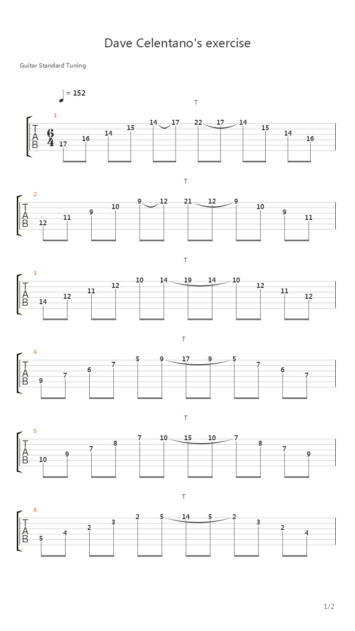 滑弦练习 - Dave Celentanos Exercise吉他谱