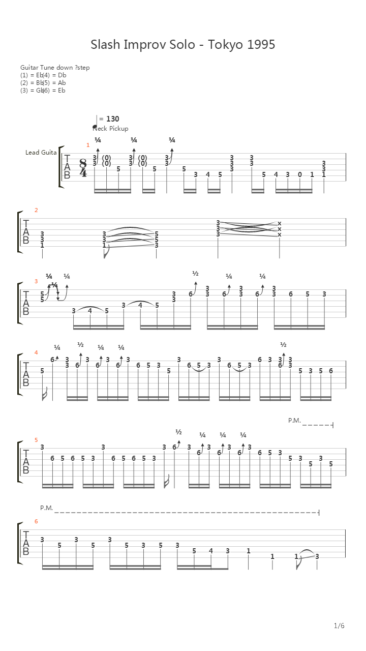 速弹练习(Shred) - Slash Improvisation吉他谱