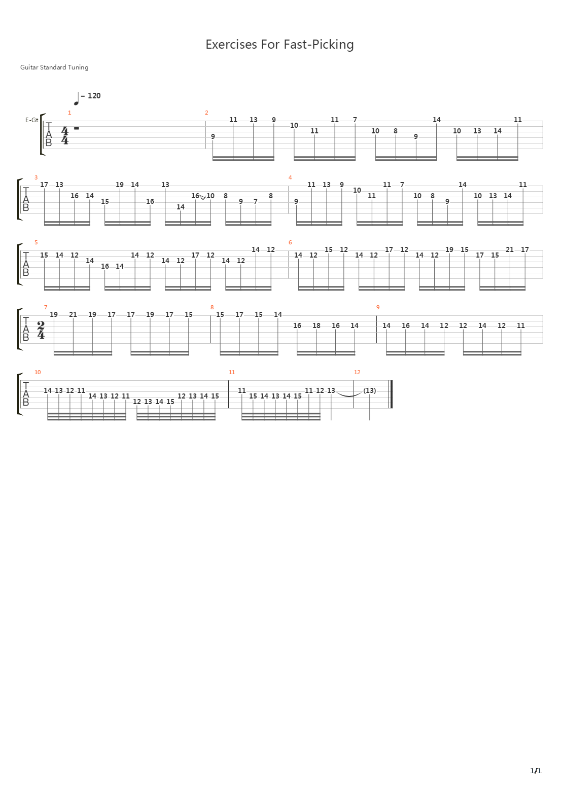 音阶练习&琶音练习 - Exercises For Fast-picking吉他谱