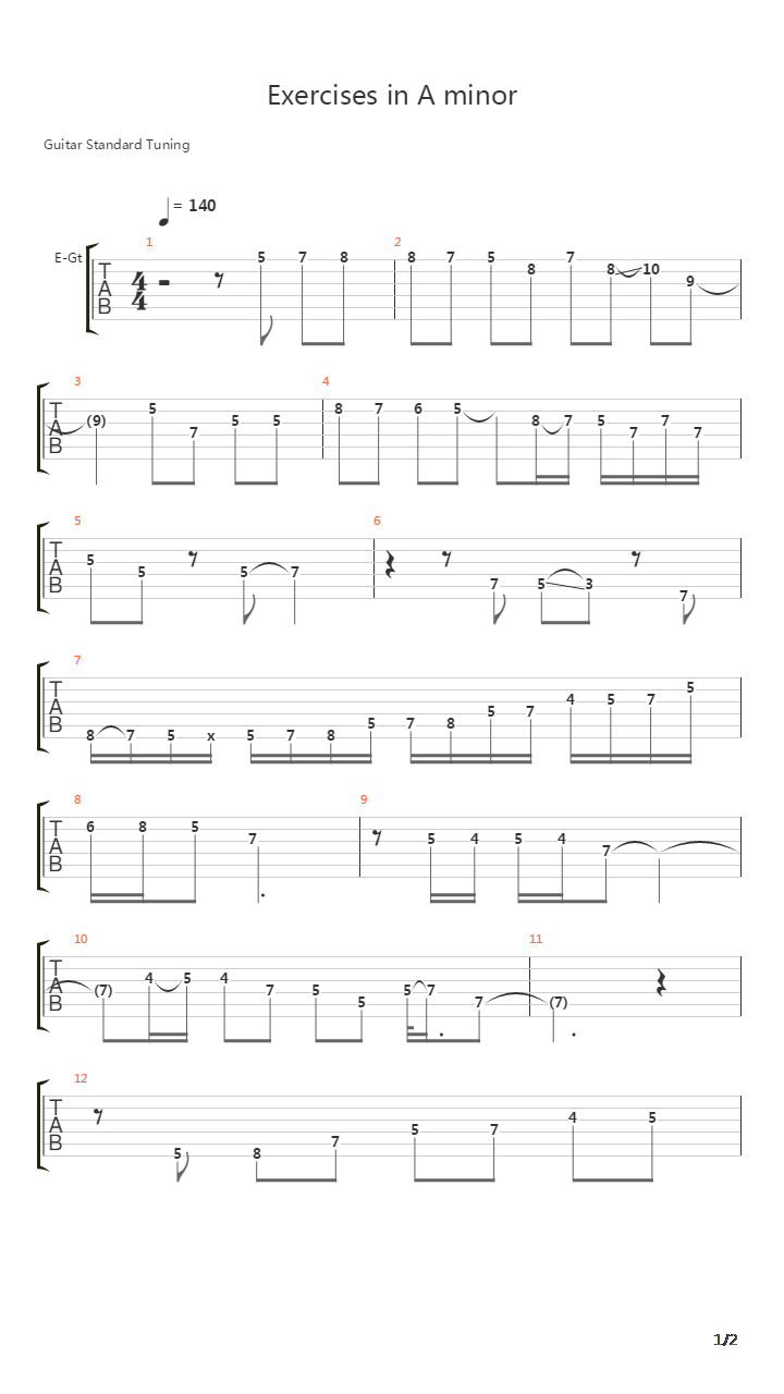 音阶练习&琶音练习 - Exercises In A Minor吉他谱