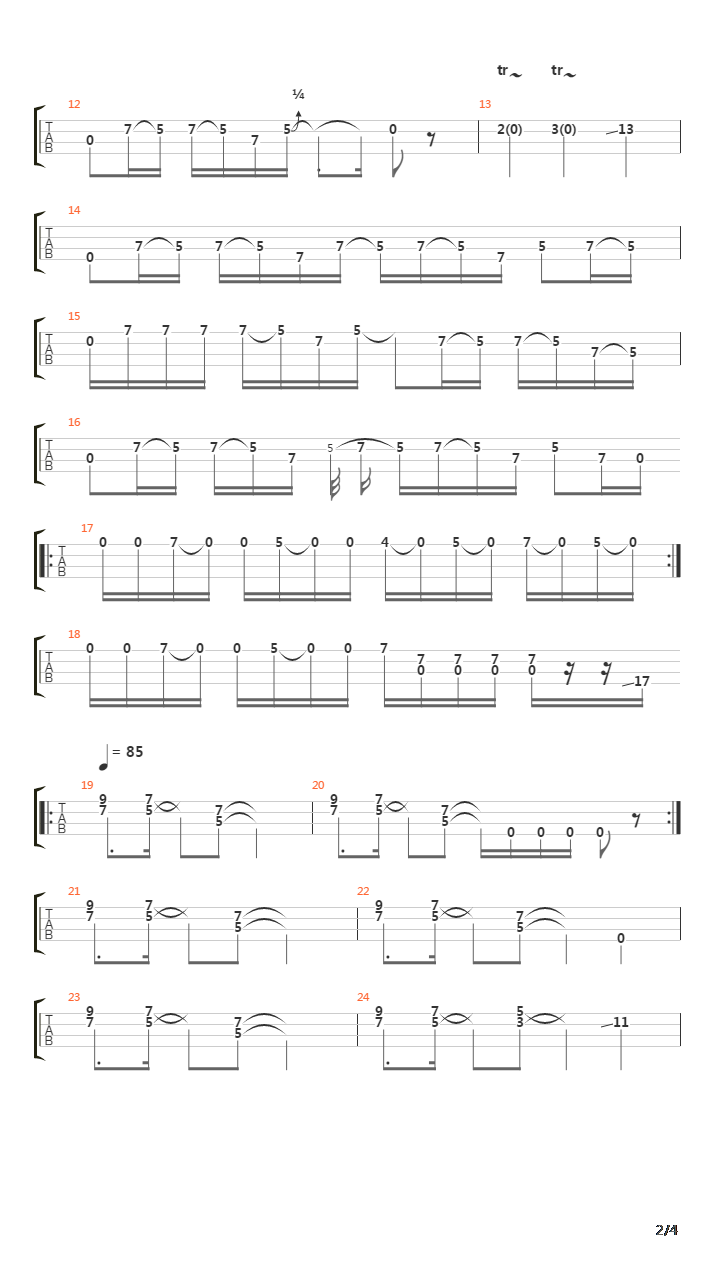 音阶练习&琶音练习 - Kiss - Gene Simmons Bass Solo吉他谱