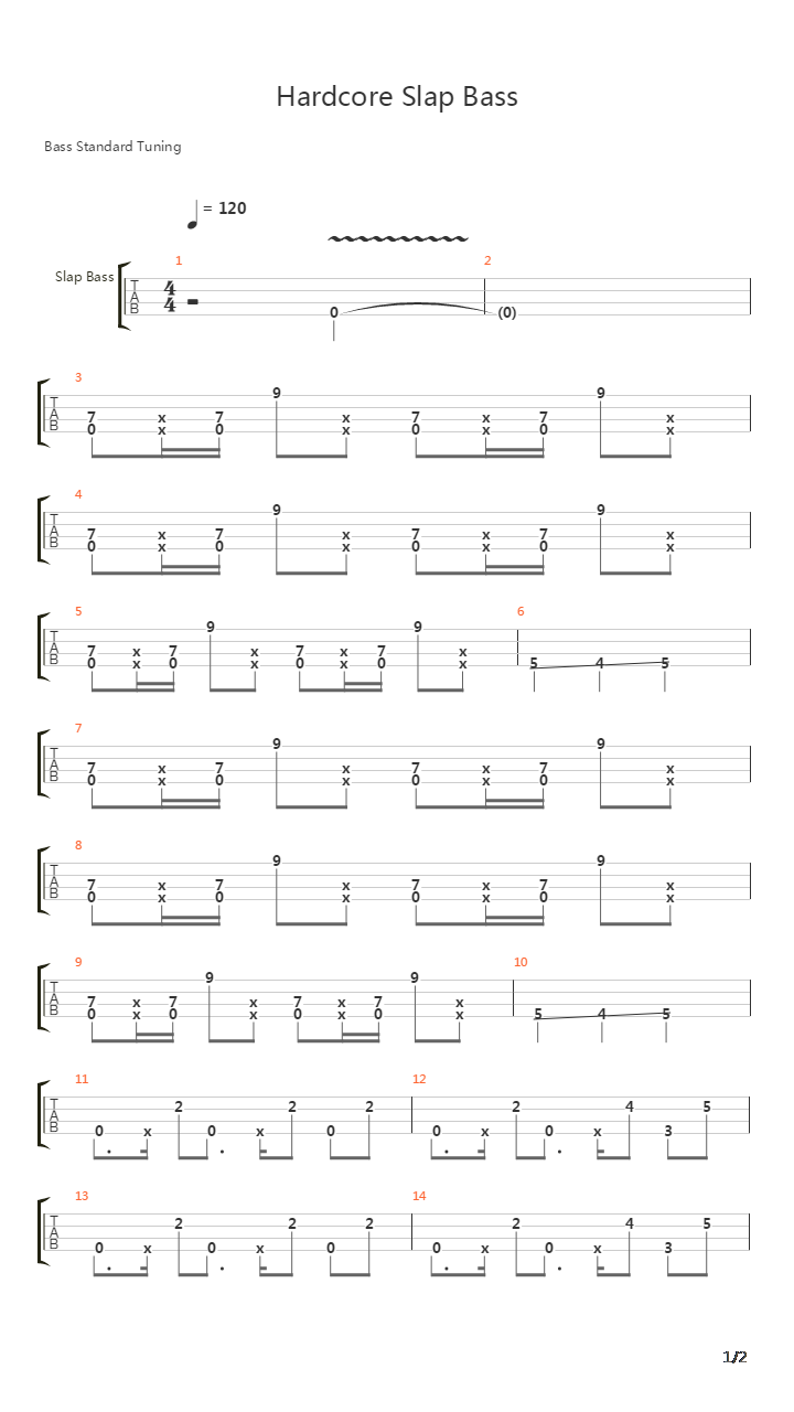 摇滚练习 - Hardcore Slap Bass吉他谱