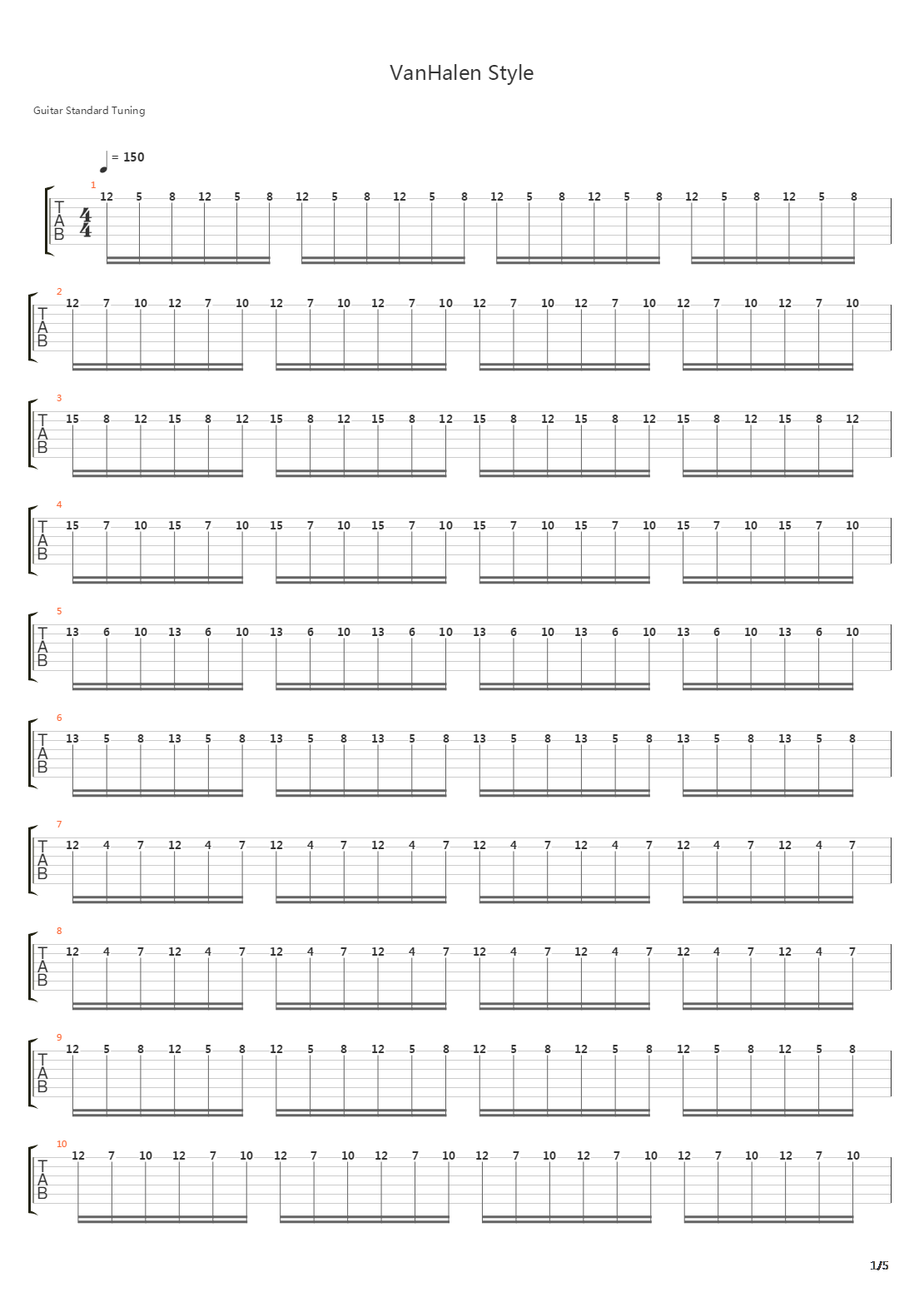 摇滚练习 - Vanhalen Style吉他谱