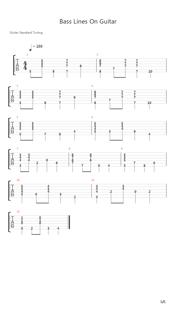 爵士练习(jazz) - Bass Lines On Guitar吉他谱